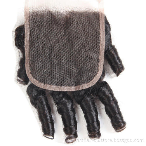 Bouncy Curl Weave Funmi Hair Bundles With Closure Spiral Curly Weave Bundles With Lace Closure 4x4 Unprocessed natural hair